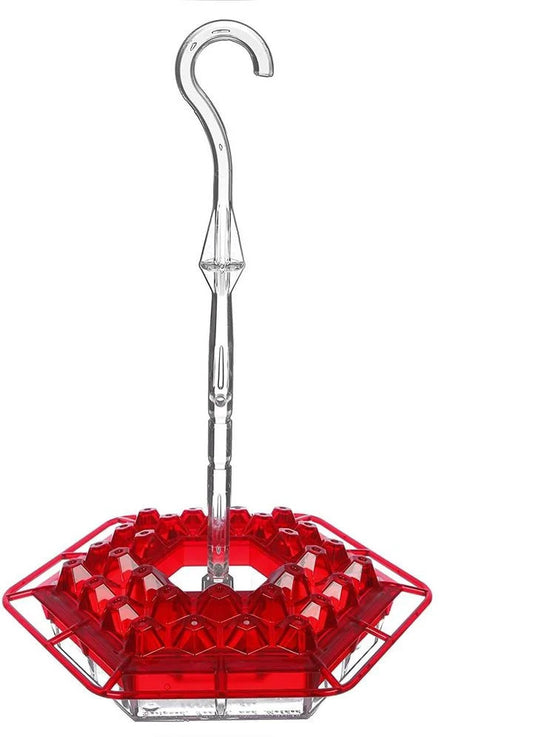 Hanging Red Hexagonal Hummingbird Feeder With Hook