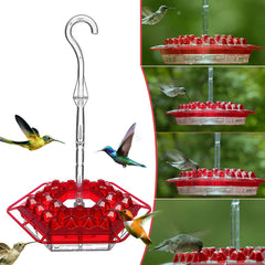 Hanging Red Hexagonal Hummingbird Feeder With Hook