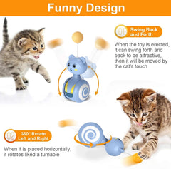 Cat Interactive Feather Toys Pet Bumbler Funny Toy Interactive Cats Toys Cat Rolling Teaser Feather Wand Toys Rotating Ball