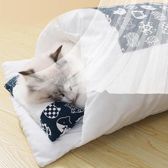 Cat Bed Winter Removable Warm Cat Sleeping Bag Deep Sleep Pet Dog Bed House Cats Nest Cushion With Pillow