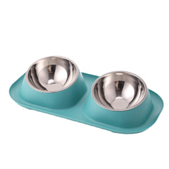 Pet Bowl Stainless Steel Dog Double Neck Basin