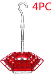 Hanging Red Hexagonal Hummingbird Feeder With Hook