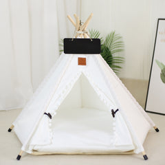 Pet Teepee Tent Dog Cat Bed Portable RWashable Dog Houses Indoor Puppy Beds With Cushion For Small Dogs Cats Rabbits