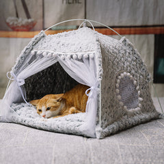 Semi-enclosed pet bed