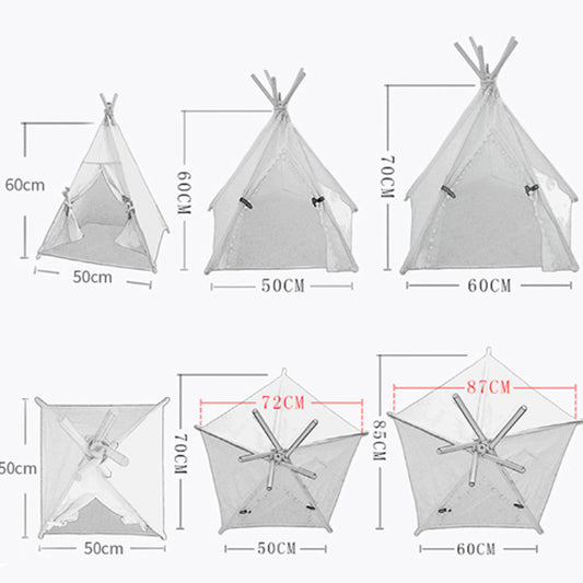 Pet Teepee Tent Dog Cat Bed Portable RWashable Dog Houses Indoor Puppy Beds With Cushion For Small Dogs Cats Rabbits