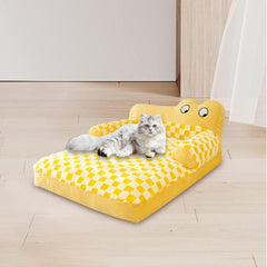 Plush Dog Sofa Washable Pet Cat Bed Antislip Comfortable Kitty Nest Warm Soft Cushion Kitten Couch For Playing