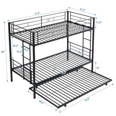 METAL Bunk Bed With Trundle Black