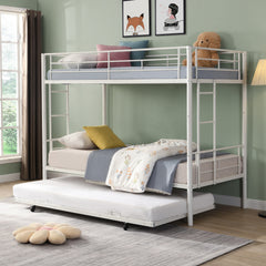 METAL Bunk Bed With Trundle WHITE