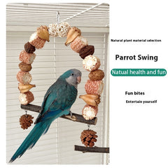 Wooden Parrot Swing Natural Log Bird Stand Pole Perched Wooden Mountain Parrot Toys