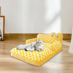 Plush Dog Sofa Washable Pet Cat Bed Antislip Comfortable Kitty Nest Warm Soft Cushion Kitten Couch For Playing