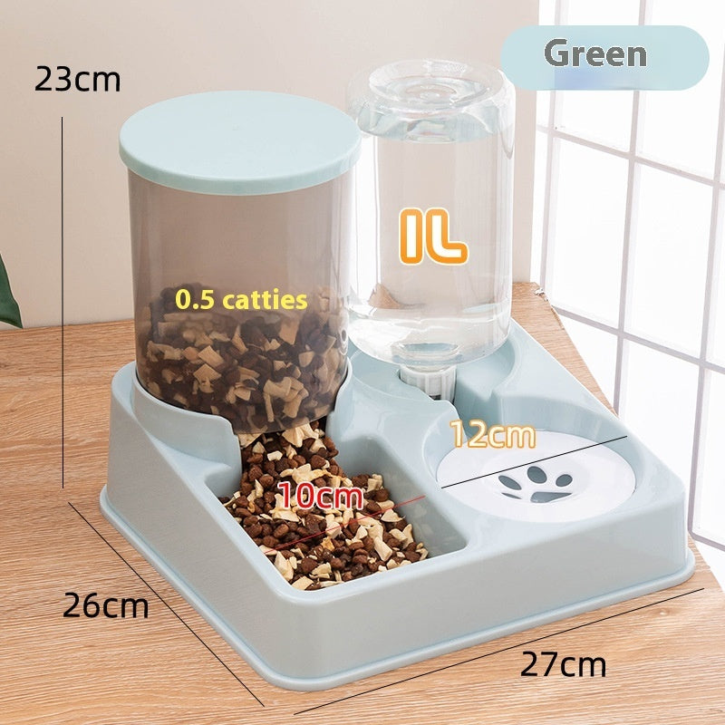 Automatic Pet Feeder Water Dispenser Integrated Cat Food Holder Bowl Double Bowl Drinking Bowl Pet