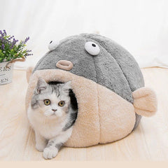 Cute Animal Cat Accessory Furniture Balloonfish-shaped Pet Mats Indoor Dog House Cushions For Bed Cats House Beds For Small Dogsinside