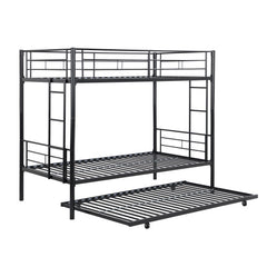 METAL Bunk Bed With Trundle Black